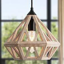 چراغ آویز چوبی ترکیبی