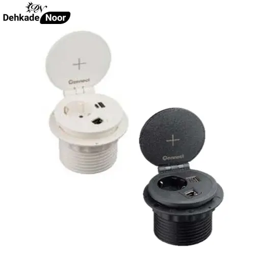 پریز کابینتی توکار دربدار گرد برند Connect کد M208