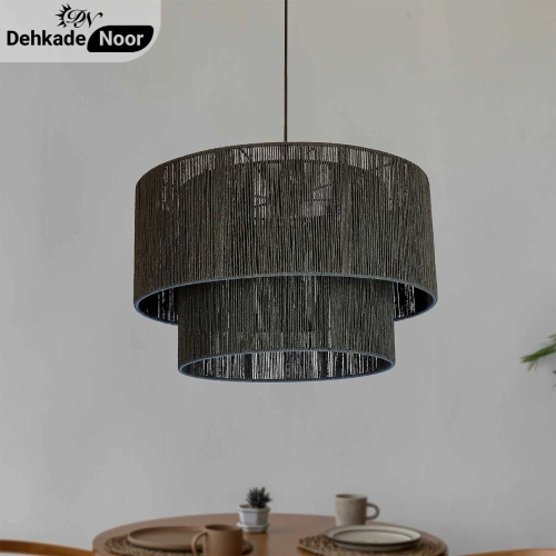 چراغ آویز بافت استوانه 2 طبقه جدید مشکی
