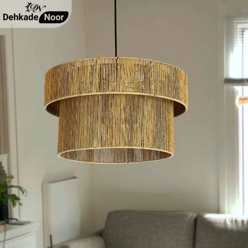 چراغ آویز بافت استوانه 2 طبقه نسکافه ای