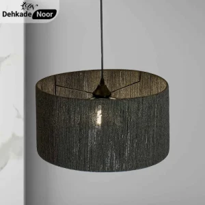 چراغ آویز بافت استوانه تک مشکی