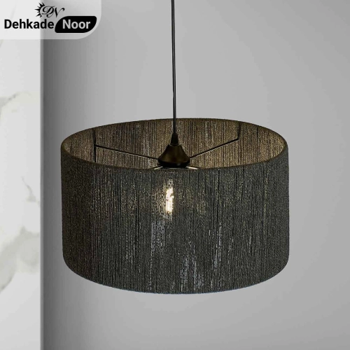 چراغ آویز بافت استوانه تک مشکی