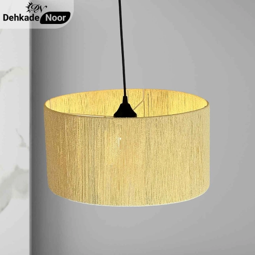 چراغ آویز بافت استوانه تک کرم