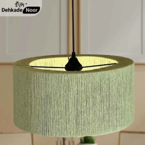 چراغ آویز بافت استوانه دوبل سبز