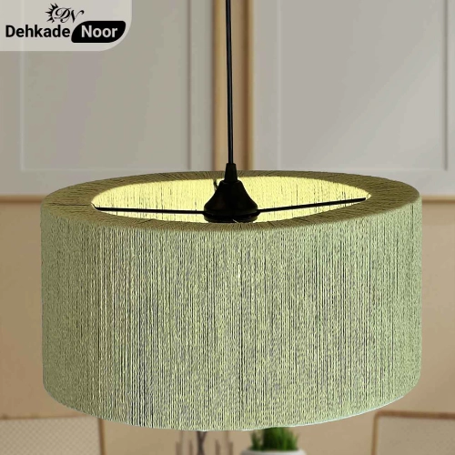 چراغ آویز بافت استوانه دوبل سبز