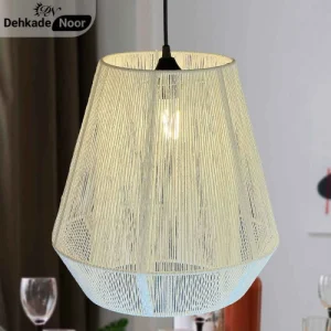 چراغ آویز بافت الماس متوسط سفید
