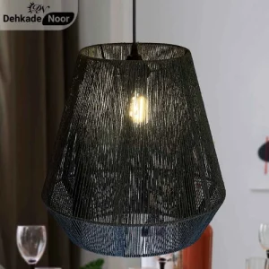 چراغ آویز بافت الماس متوسط مشکی