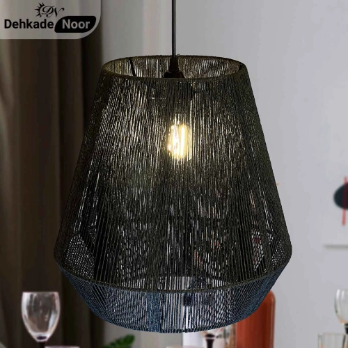 چراغ آویز بافت الماس متوسط مشکی