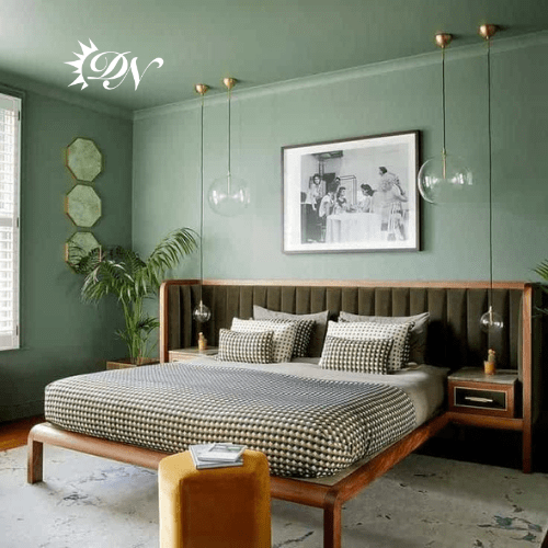 ایده رنگ سبز برای چیدمان اتاق خواب زوجین